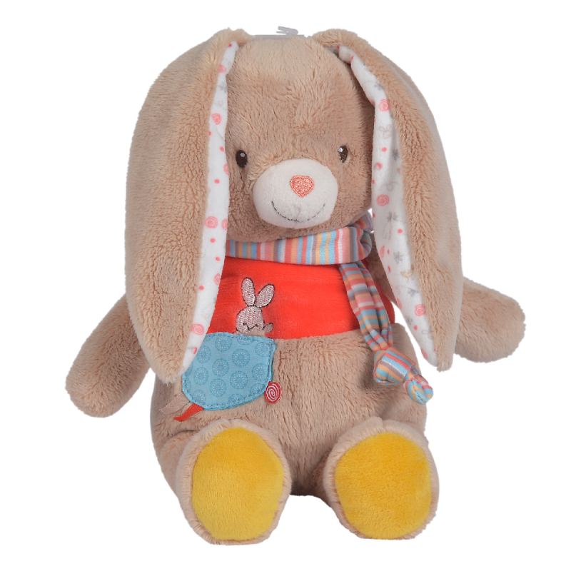  twiny peluche lapin beige rouge 25 cm 